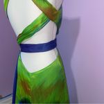 Cassandra Stone Mac Duggal Maxi Prom Dress Women Size 4 Rhinestone Y2K Cutout Green Photo 8