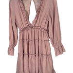 Stolen Hearts Women Pink Ruffle Mini Dress M Boho Cottagecore Romantic Festival Photo 0