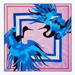 Harlan Vivara Purple Blue Bird Avis Print Multiway Oversized Satin Scarf Photo 2