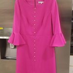 Trina Turk ππ Mirana Dress Solid Diamond Texture Brilliant Fuchsia Pink 12 NWT Photo 5