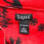 Diagonal Red Fleece Zip Front Jacket Moose Tree Snowflake Print Women's Sz Large Photo 6