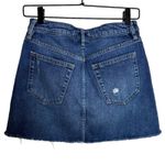 Free People  27 Waist Button Fly A-line Denim Raw Edge Distressed Mini Skirt Photo 5