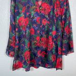 Victoria's Secret Vintage  Women S Red Purple Floral Pajama Top Gold Label Satin Photo 1