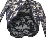 Tory Burch Wool Mohair Blend Floral Jacquard Sweater in Cream/Black/Navy Photo 3