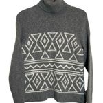 J.Crew  WOOL CASHMERE FAIR ISLE STYLE GRAY AND WHITE TURTLE NECK SWEATER Photo 0