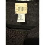 Vintage Teddi Sweater Cardigan Medium Crochet Floral Knit Embroidered Whimsigoth Black Photo 2