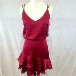 Lulus  sexy satin strappy ruffle raspberry dress size XS Photo 5