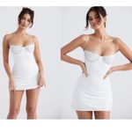 House Of CB NWOT  Grace Crystal embellished velvet white mini dress sz M Photo 3