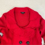 Alfani Merino Wool Ruffle Collar Double Button Red Button-Up Knit Sweater Sophisticated Photo 2