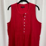 Quince  Red Wild Cherry Organic Cotton Gauze Sleeveless Swing Dress Sz.M Photo 6