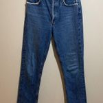 AGOLDE Riley High Rise Straight Asymmetrical Frayed Raw Hem Crop Jeans Size 25 Photo 4