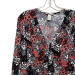 H&M Floral Print Long Sleeve Romper Black Red White Women’s Size 8 NWOT Photo 3