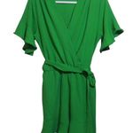 FRAICHE BY J Surplice Flutter Sleeve Romper In Green Vacation Cruise Size L Size L Photo 0
