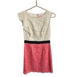 Lilly Pulitzer Delila Race For This Lace Combo Dress Lined Size 4 Pink Off White Photo 3