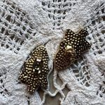 Vintage Enameled Christmas Tree EARRINGS Holiday‎ Ugly Christmas Gold Green Photo 2