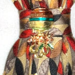 “Dainty Dapper”Elegant Gold and Red Statement necktie Necklace with unique pin Photo 1