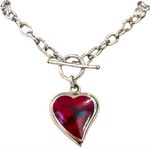 TAXCO Sterling Silver Red Jasper Heart Charm Rolo Bracelet Photo 0