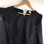 J Crew Factory Women's Black Long Sleeve Blouse Shoulder Ruffle Size M Photo 2