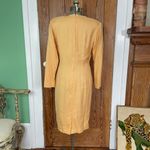 NWT Vntg 80s Barrie Pace LTD Peach Linen Blend Midi Dress Cocktail Workwear Sz M Orange Size M Photo 3