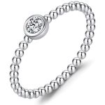 Boutique SALE 14k Platinum Beaded Bezel Diamond Ring, GRA Certificate Photo 0