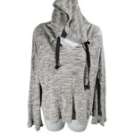 Vintage Havana  Women's Gray Waffle Knit Hoodie V Neck Long Sleeve‎ Size S Photo 1