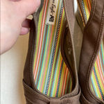 American Eagle Brown Sling Back Cork Wedges with Open Toe Sandals A196 Photo 2