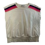 Evereve  L Large Mira Stripe Sweatshirt Tank Terry Crew Neck Relaxed Bone Cream Photo 1