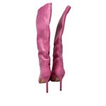 Sun Envy Pink Pleather Pointed Toe Stiletto High Heels Over The Knee Boots 8.5 Photo 7