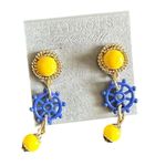 Talbots Goldtone Yellow Blue Ship Wheel Nautical Post Back Pierced Earrings Photo 0