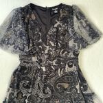 Candalite Floral Mesh Overlay Lined Dress Medium Black Flutter Sleeve Whimsigoth Photo 10