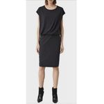 AllSaints Zeta Ali‎ Women's Black Wool Blend Dress Elastic Waist Size Large Fall Photo 2