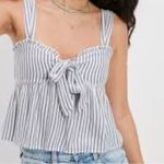 American Eagle NWT AE Tie-Front Babydoll Blouse Blue/White Stripe. Sweetheart Neck Sleeveless S Photo 1