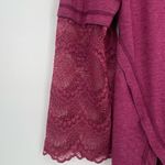 LonoLaKa Womens Maroon Long Lace Sleeves Crew Neck Feminine Vacation Blouse Lrg Purple Size 00 Photo 6