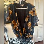 Gibson Latimer  Black and Brown Floral Bodysuit Photo 0