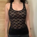 Guess y2k early 2000s black sheer floral lace ruched tank top Photo 1