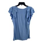 LA Made  Blue Ruffle Sleeve Tee XS New Photo 1