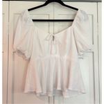 Socialite white puff sleeve milkmaid peplum blouse M Photo 2