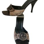 Donald Pliner Animal Print Shoe Slide Bronze Hair Calf Rhinestones leather $325 Brown Size 8.5 Photo 2