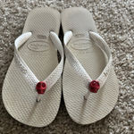 Havaianas ‎ Flip flop White With Red Skull Charm Crystal Eyes Eur 37 Photo 0
