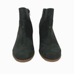 Clarks Black Nubuck Leather Ankle Boots Block Heel Side Elastic Panel Size 10 Photo 2