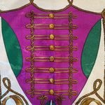 VTG 1970's Coat of Arms Scarf Polyester Iridescent White Blue Gold Square 33” Photo 4