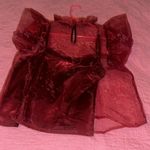 Lulus  collared burgundy peplum top Photo 5