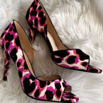 Nine West Peep Toe Pumps by  - Size7 Pink, Black & pink - fur Photo 0