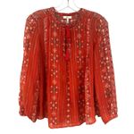 Joie  Silk Peasant Boho Blouse Women's Small Burnt Orange Career Hippie Dainty‎ Photo 0