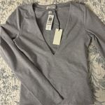 Aritzia  New Gray Long Sleeve V-Neck Top Photo 0