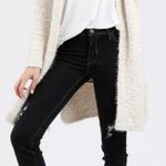POL Clothing NEW Popcorn Eyelash Fuzzy Longline Open Front Cardigan Oatmeal Tan Photo 1
