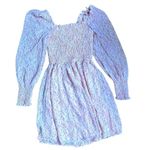 Allison New York Printed Smocked Mini Dress Long Sleeves Square Neck Pink Medium Photo 2