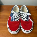 Vans  Authentic Low Top Color Block Red Blue‎ Checkerboard Suede Lace Up Sneaker Photo 1