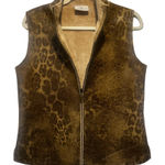 Robert Kitchen leopard print faux fur insulated vest size S/p Tan Photo 0