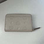 MCM NWOT  Embroidered Monogram Leather Zip Around Wallet in Oatmeal Cream Photo 4